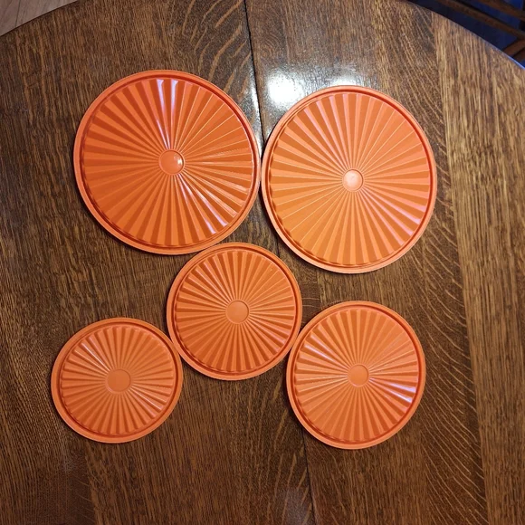 Vintage 1970s "Servalier Nesting Canisters" In Harvest Orange 5 In Set - Picture 9 of 16